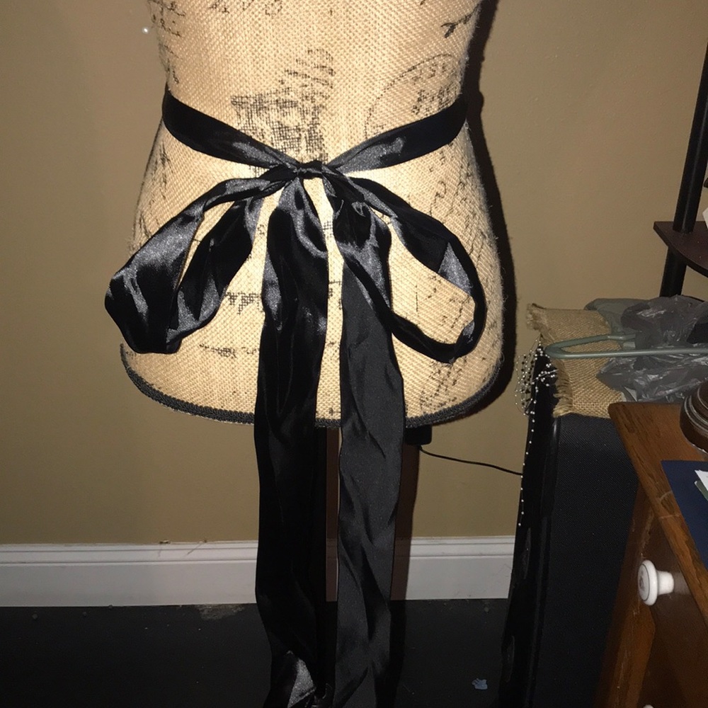 New Black Ribbon Sash Rhinestone Belt. - Picture 3 of 13